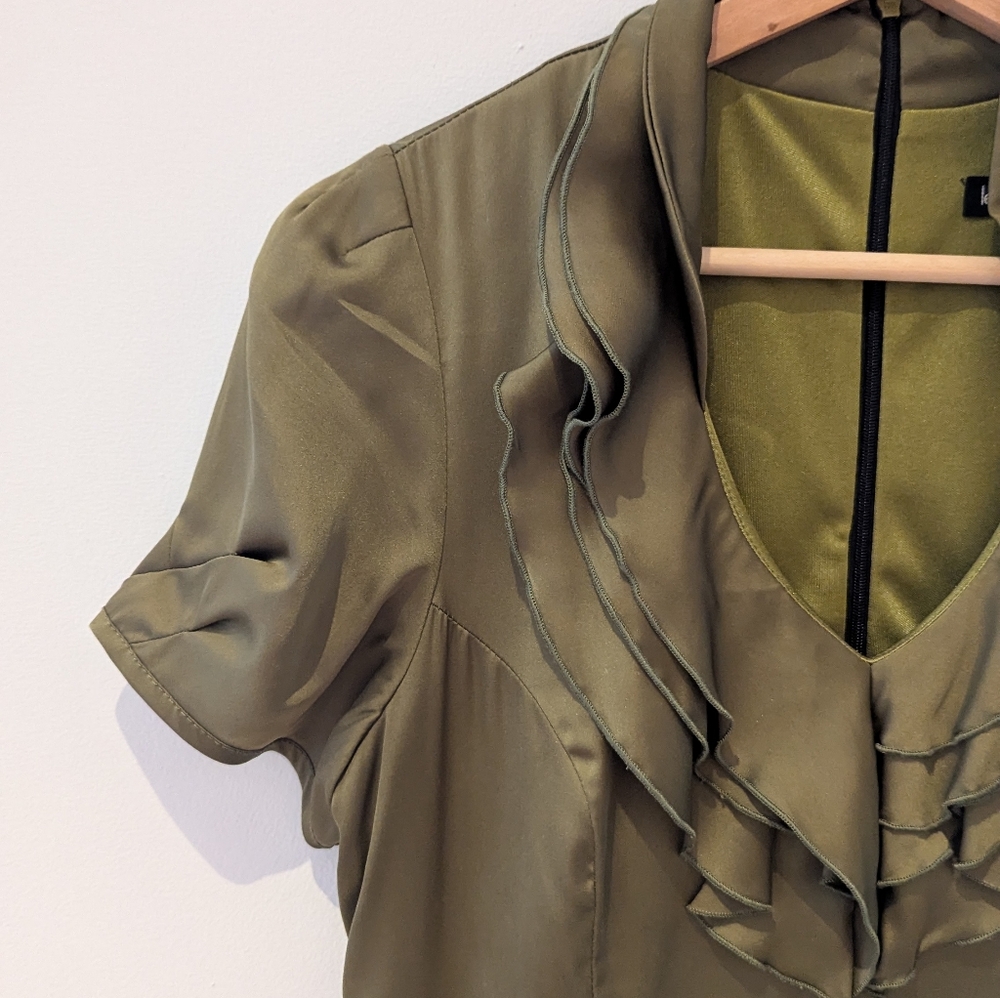 Tastefull Olive and Black High Neck Dress - Picture 3 of 4